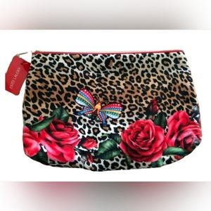 ESTEE LAUDER ZIPPERED LEOPARD PRINT COSMETIC BAG